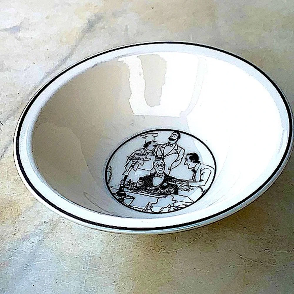EPOCH “LE RESTAURANT” 6 INCH RIM CEREAL BOWL Y2K WHITE BLACK ROUND - Picture 3 of 5